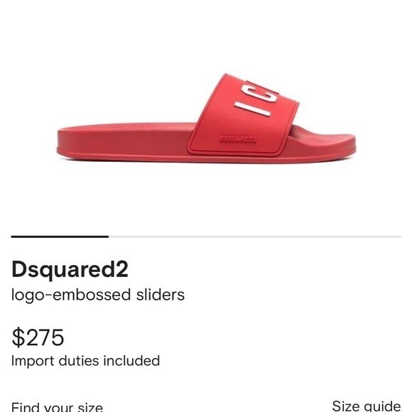 Dsquared2 Logo-Embossed Sliders in Red and White 38 - Picture 3 of 14